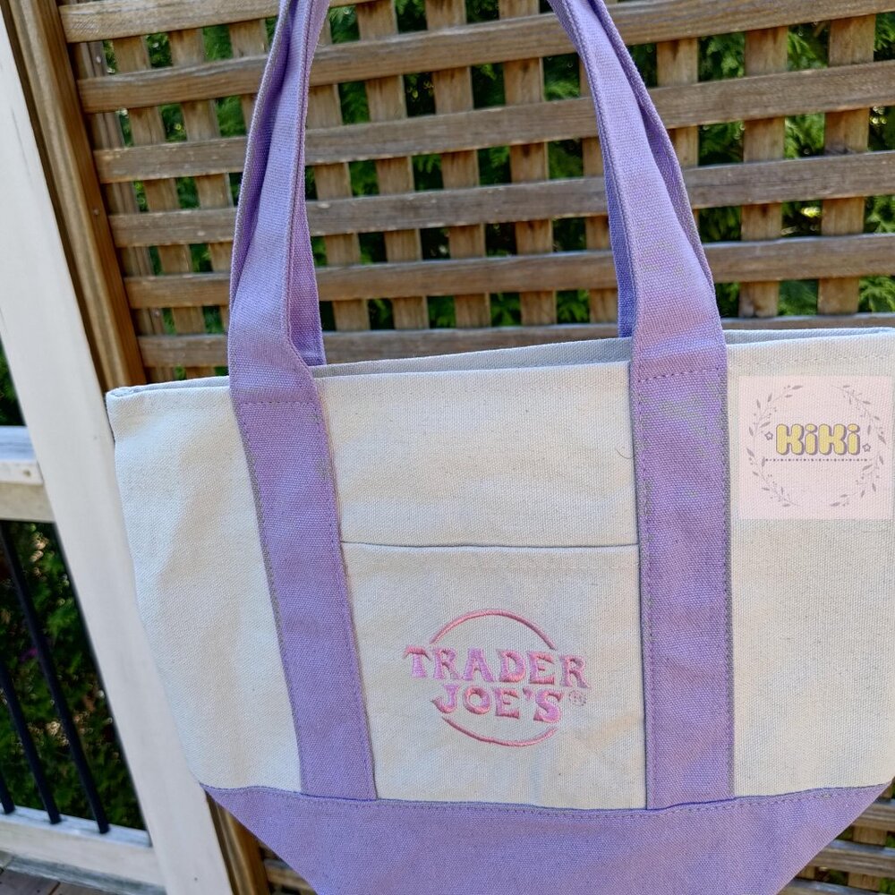 Trader Joe's Mini Pastel Canvas Tote Bags set of 4 limited edition - Picture 3 of 13